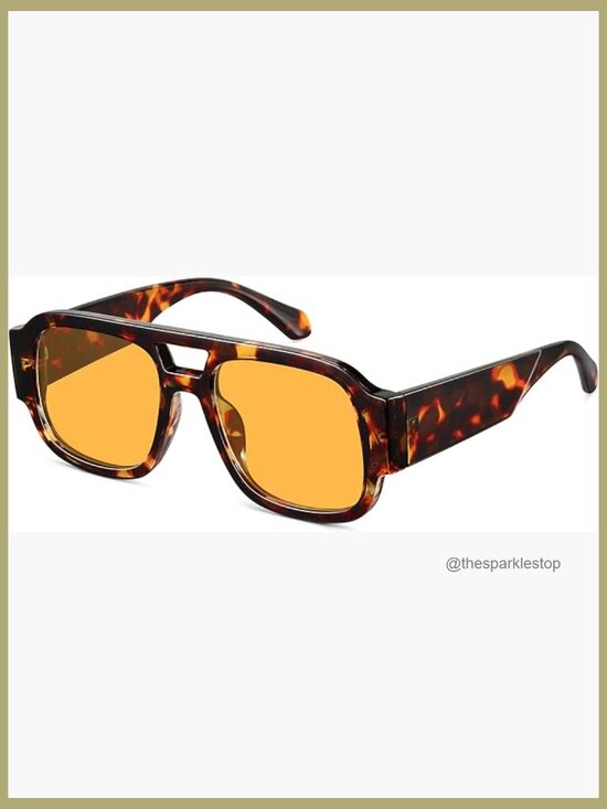 Retro 70s Chunky Double Bridge Square Aviator Sunglasses main image 4